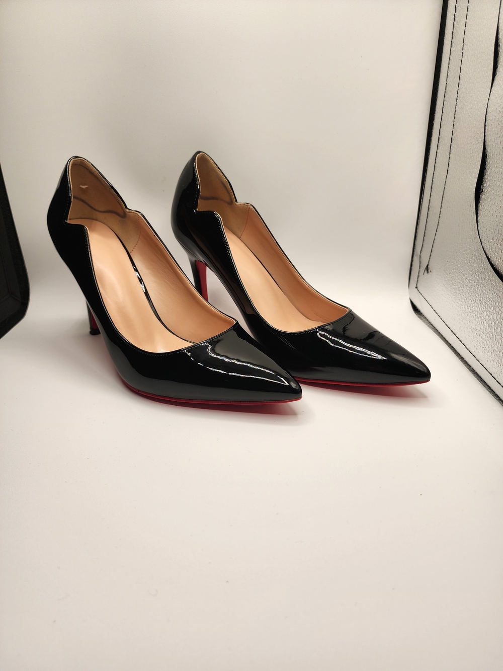 Black Patent Leather Red Sole Pointed-Toe High Heels